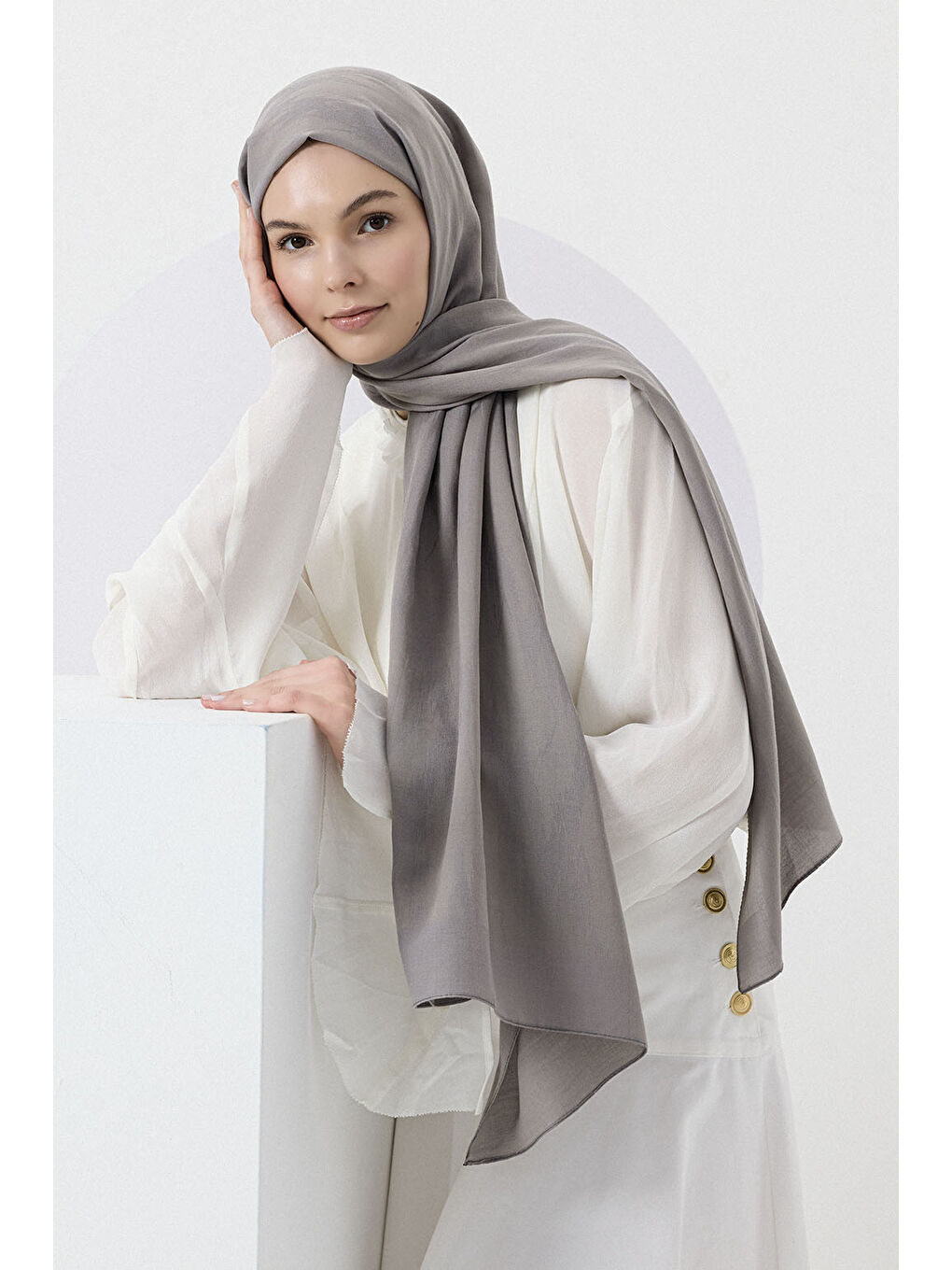 Pamuk Line Şal Gri-3