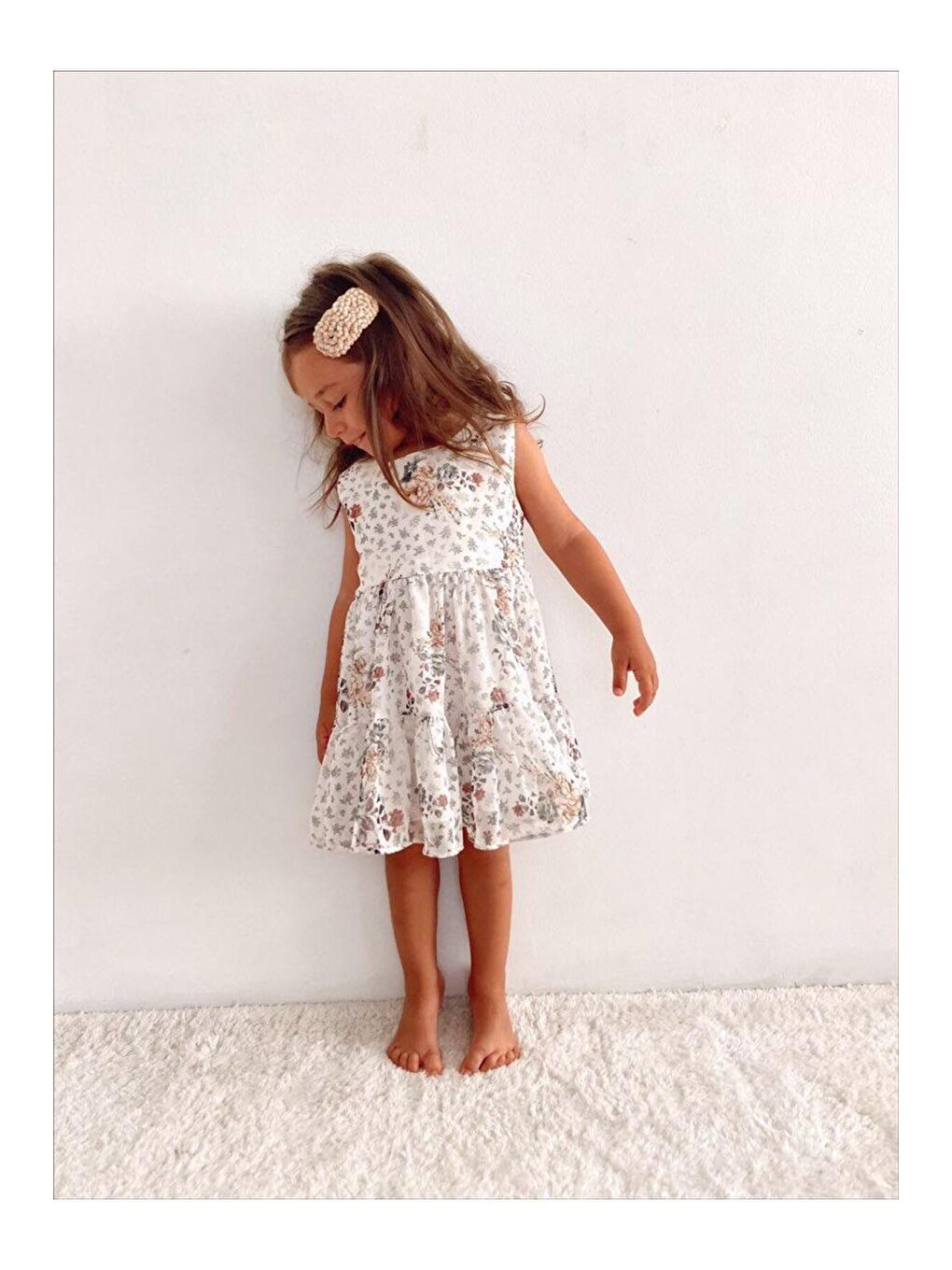 Karışık Kız Çocuk Şifon Astarlı Çiçek Desenli Elbise