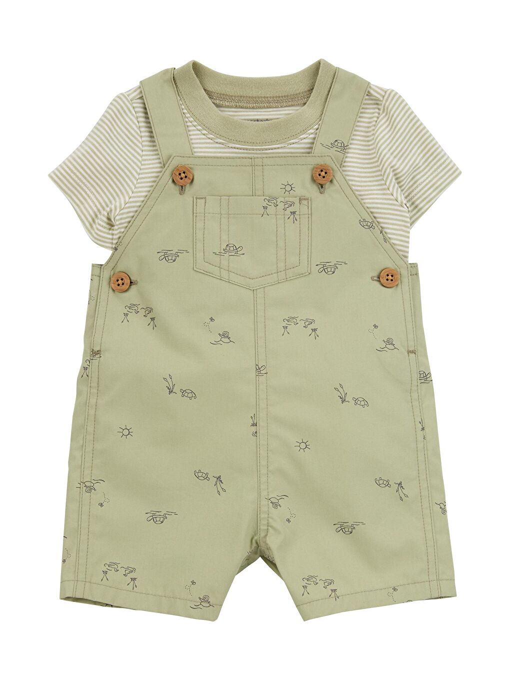 Carter's Yeşil Erkek Bebek Salopet Set 2'li Paket