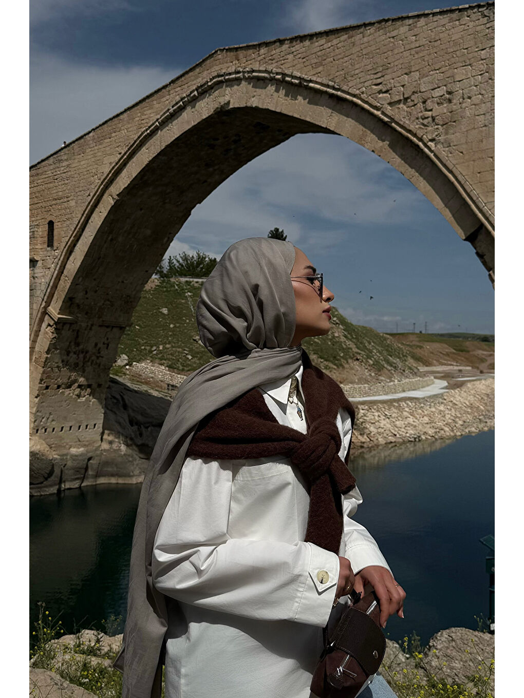 Pamuk Line Şal Gri-6