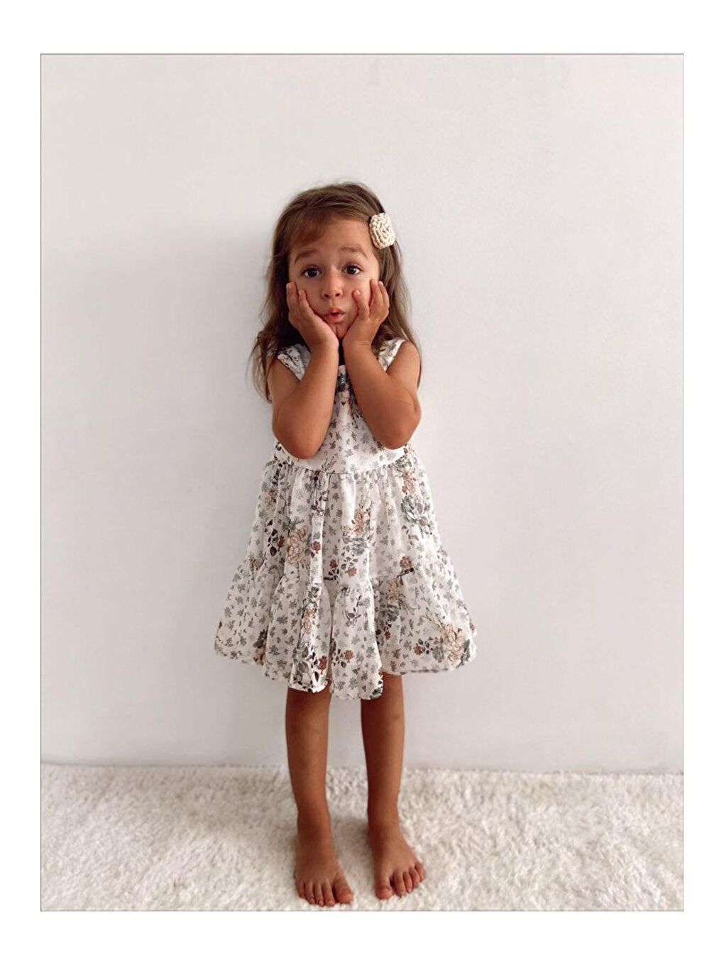 Karışık Kız Çocuk Şifon Astarlı Çiçek Desenli Elbise-1