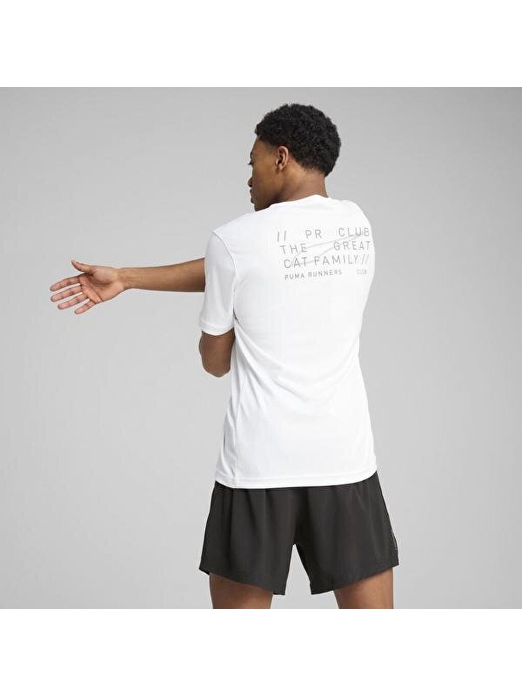 Graphics Running Illustratio Erkek Beyaz Yuvarlak Yaka Tişört-3