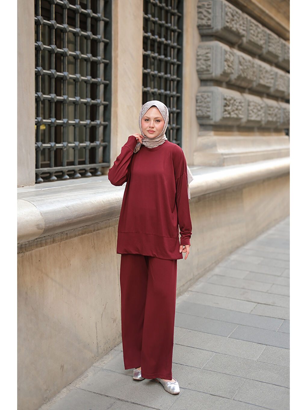 Kadın Kaftan Basic Takım Bordo-1