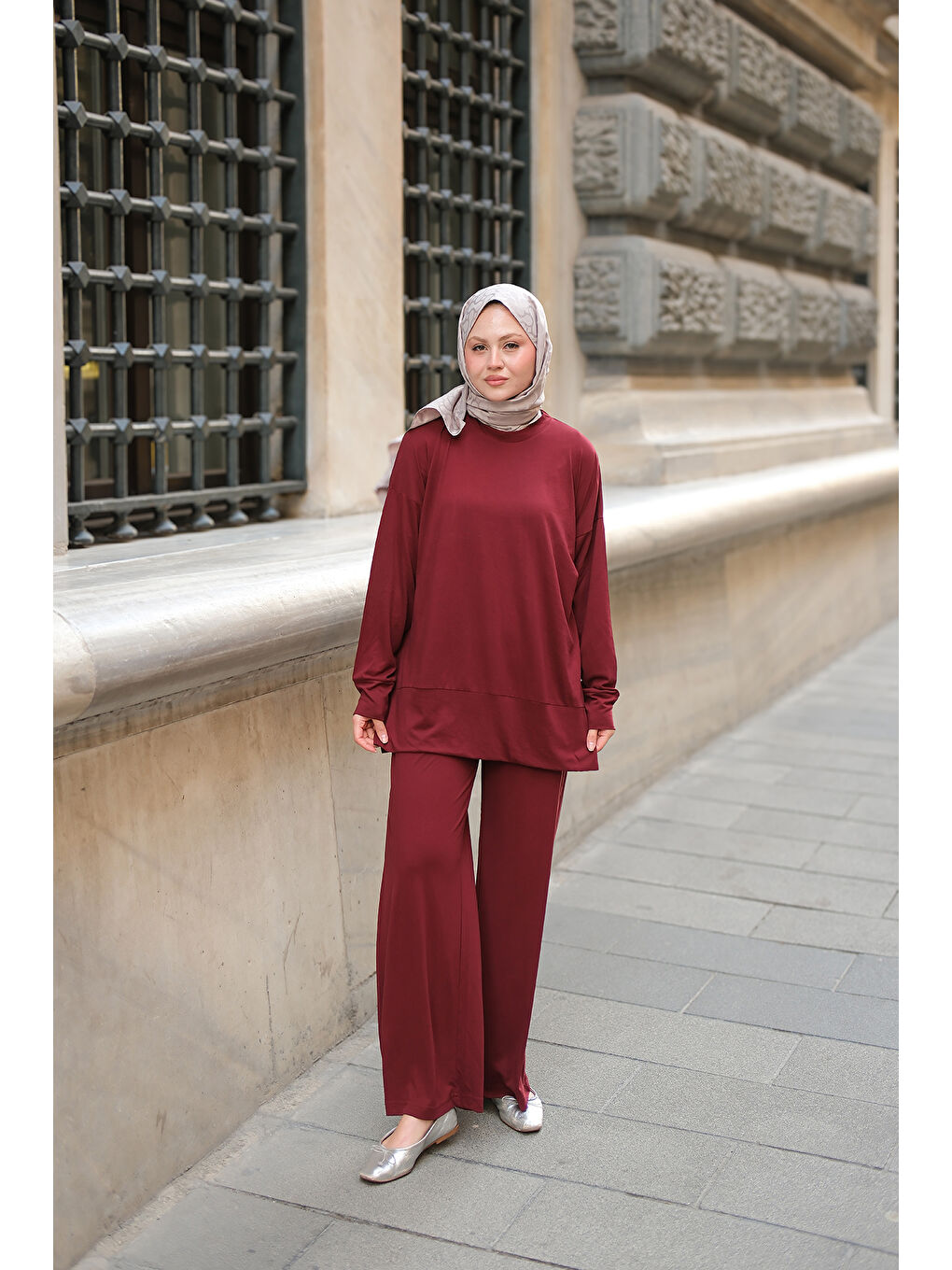 Kadın Kaftan Basic Takım Bordo-2