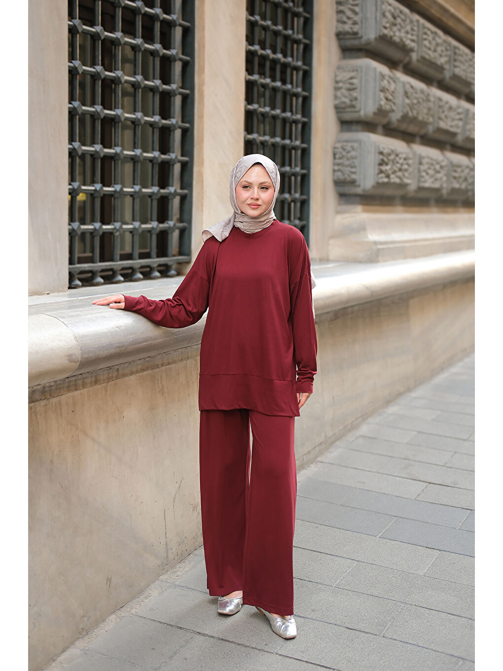 Kadın Kaftan Basic Takım Bordo-3