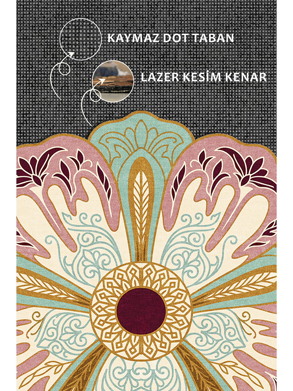 Yeşil Modern Dekoratif Halı – Makinada Yıkanabilir, Kaymaz Taban, İnce Lazer Kesim Halı-3