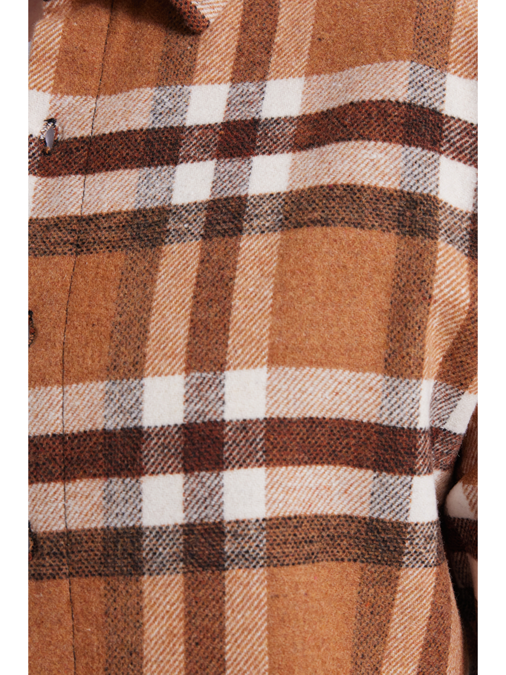 Kahverengi Erkek Slim Fit Dar Kesim Kareli Kışlık Oduncu Gömlek-4