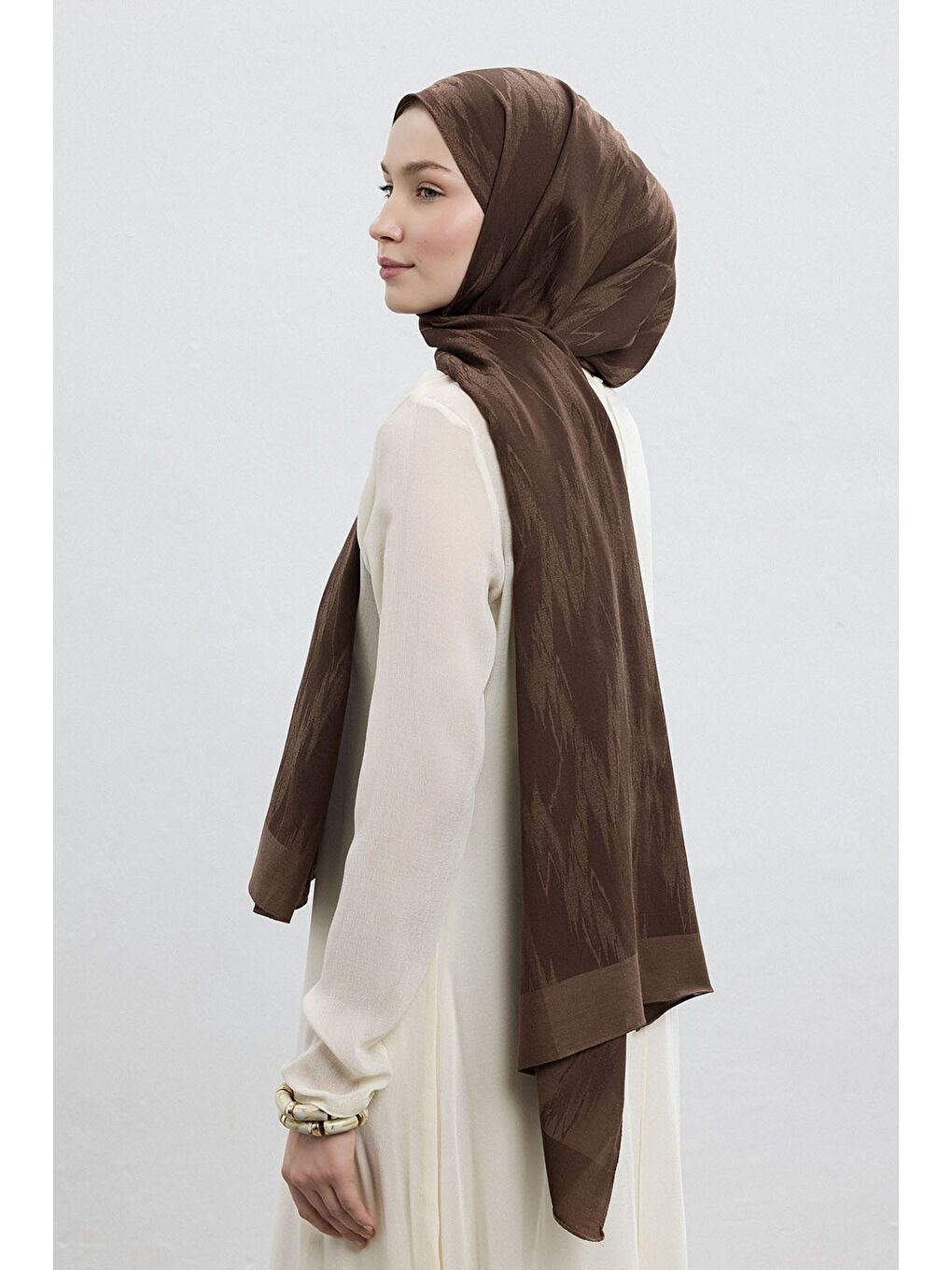 Kahverengi Pamuk Line Şal Çikolata Kahve-1