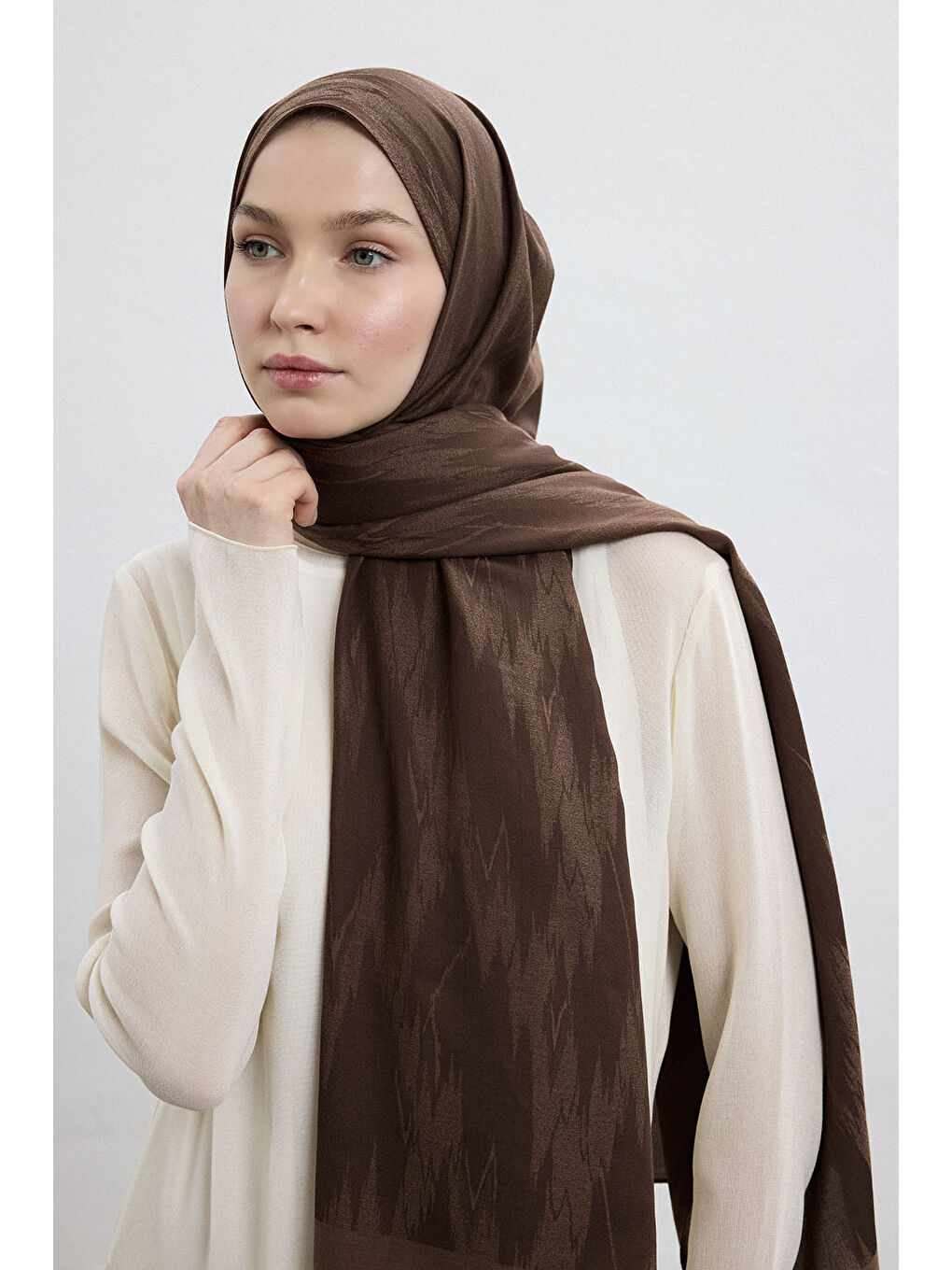 Kahverengi Pamuk Line Şal Çikolata Kahve-2