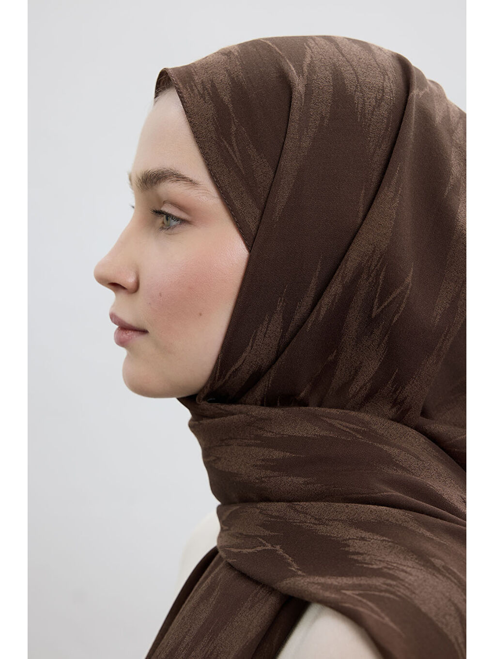 Kahverengi Pamuk Line Şal Çikolata Kahve-3