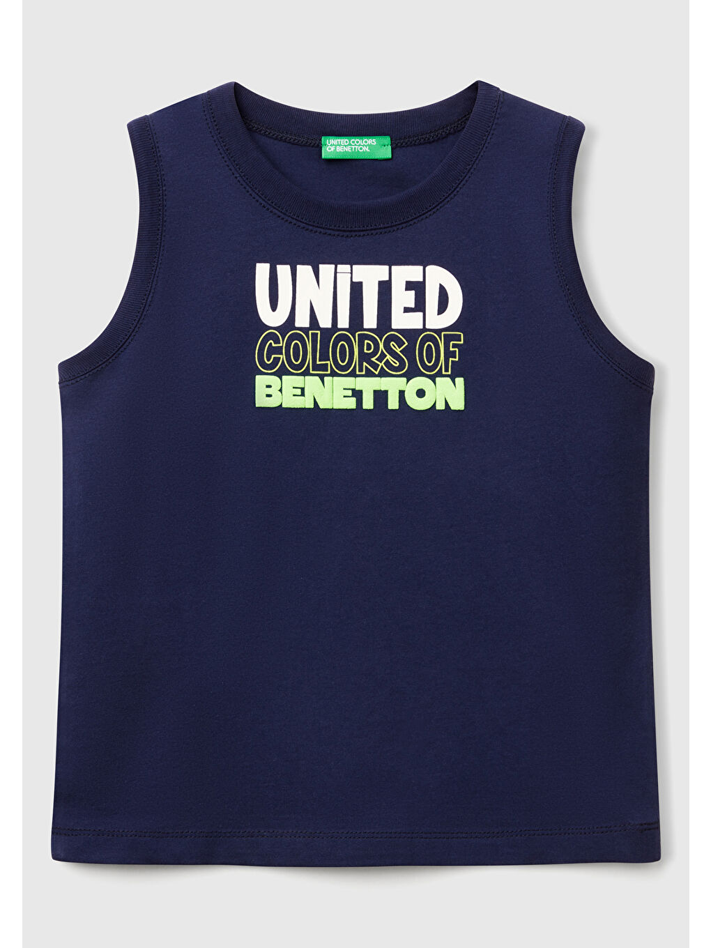 Erkek Çocuk Lacivert Benetton Logo Baskılı Kabartma Detaylı Atlet