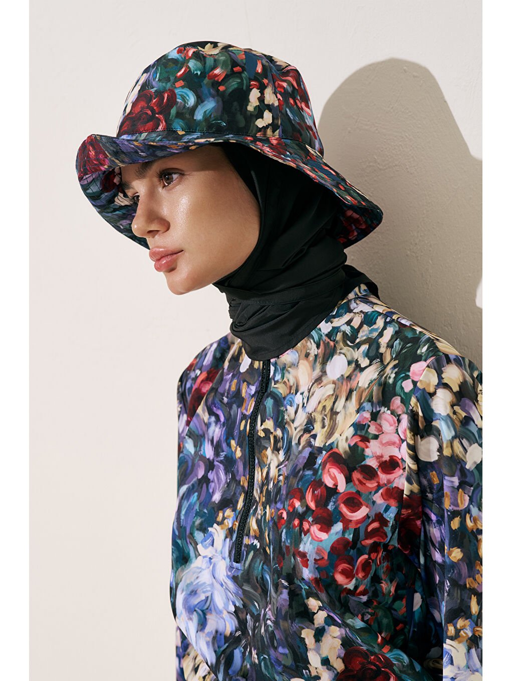 Karışık Eşarp Detaylı Bucket Şapka Color Palette-1