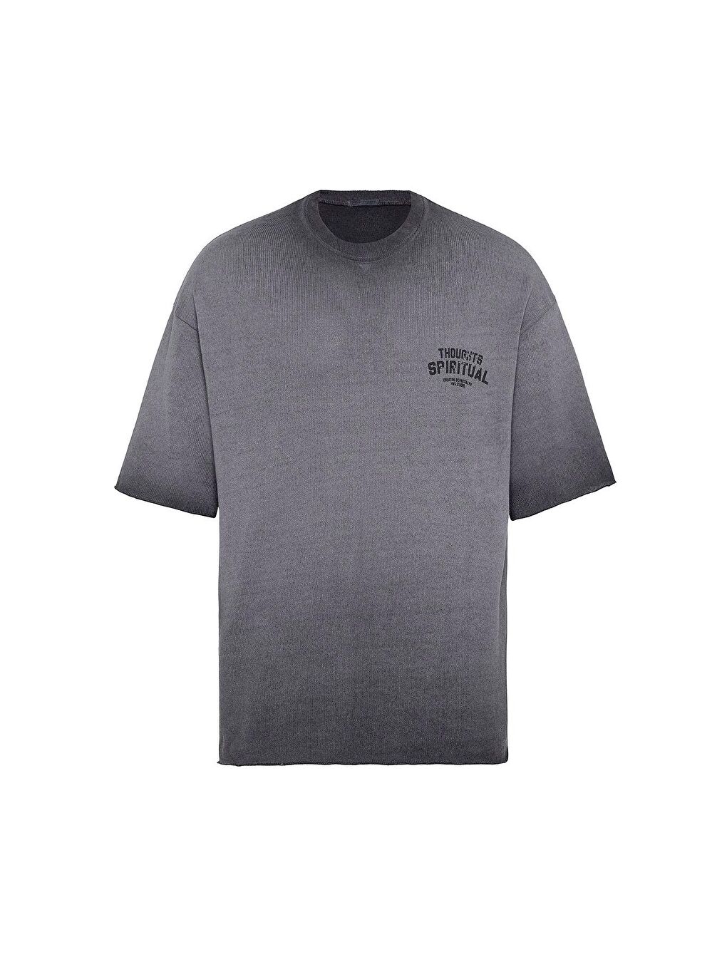 Yıkamalı Oversize Triko Tişört Siyah-1