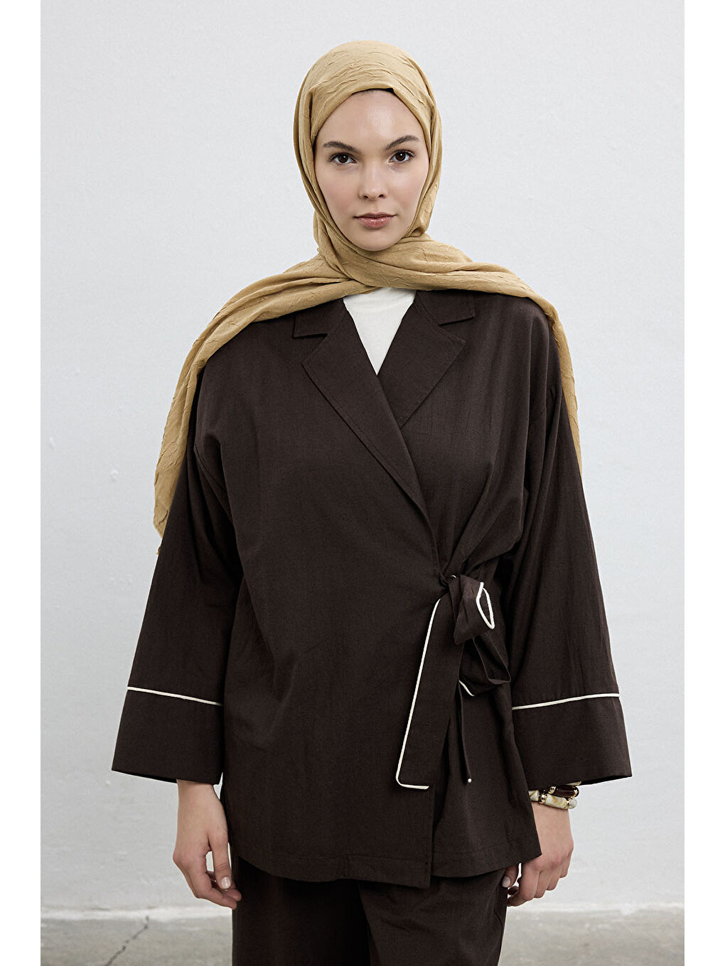 Kahverengi Bambu Şal Camel-1