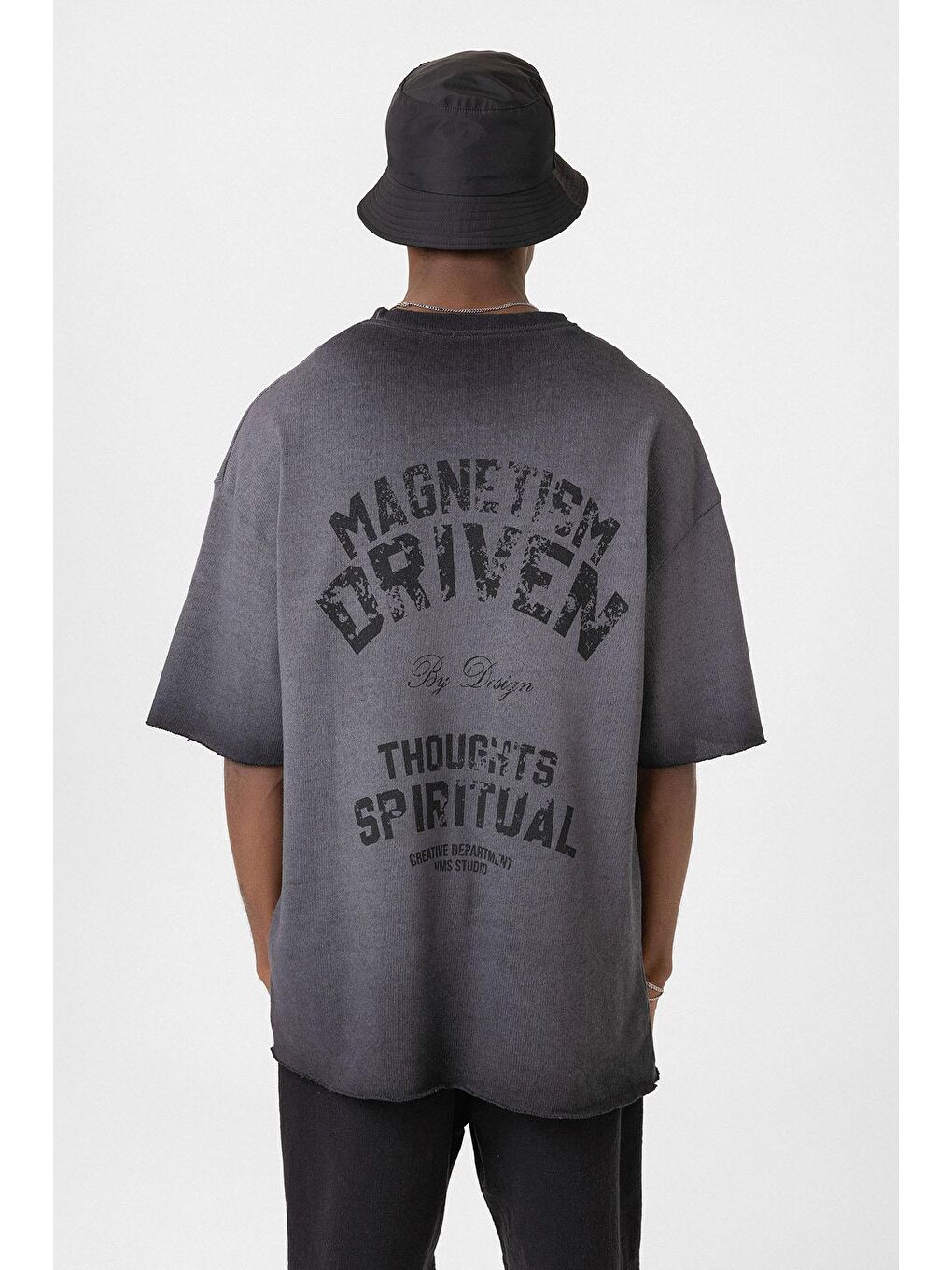 Yıkamalı Oversize Triko Tişört Siyah-4