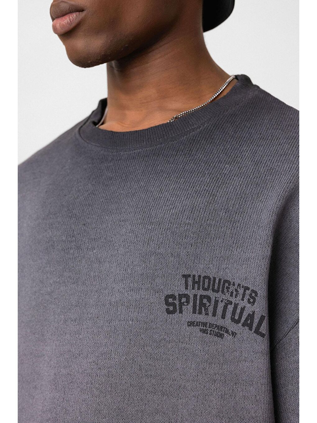 Yıkamalı Oversize Triko Tişört Siyah-5