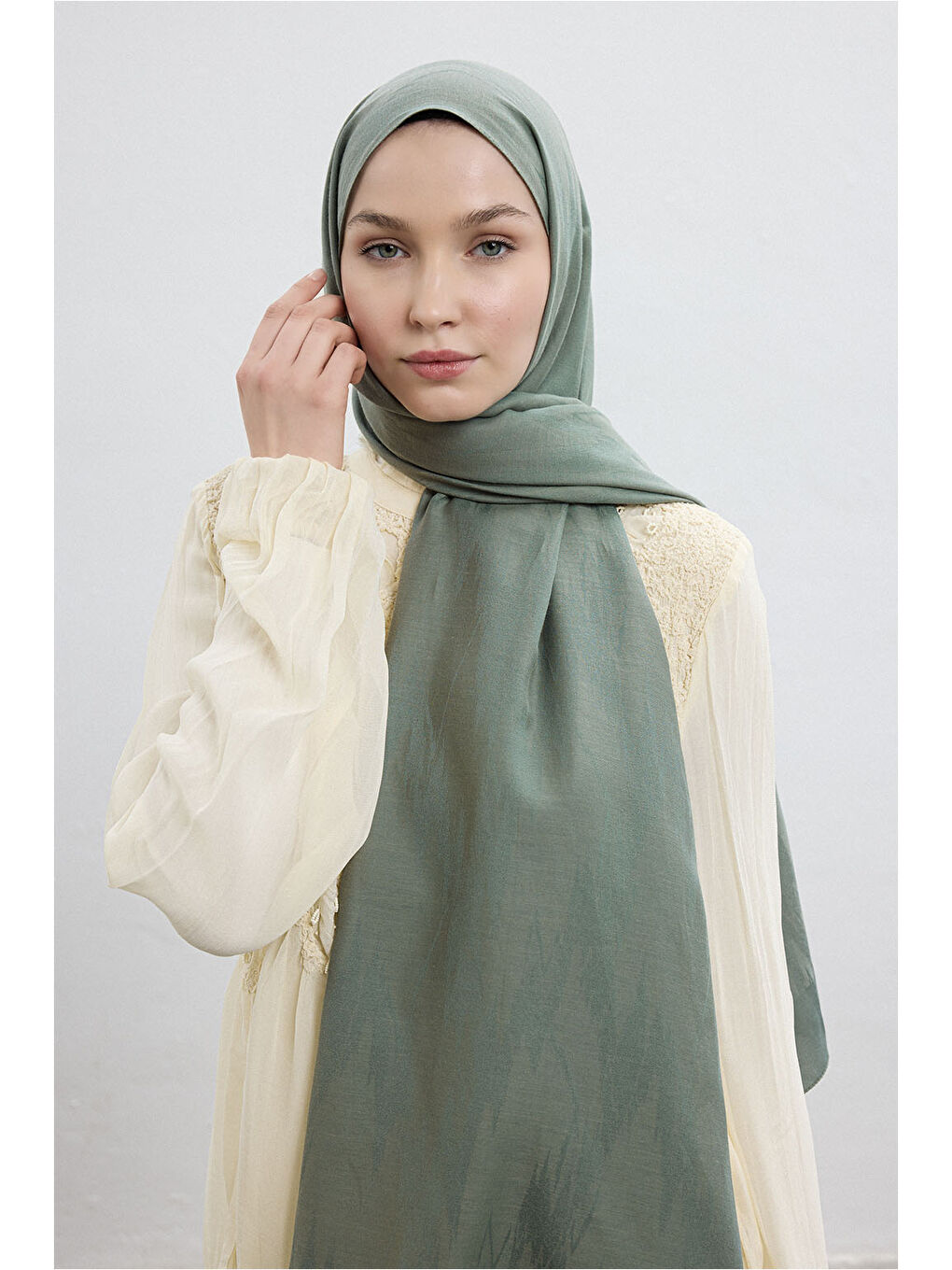 Yeşil Pamuk Line Şal Mint-1