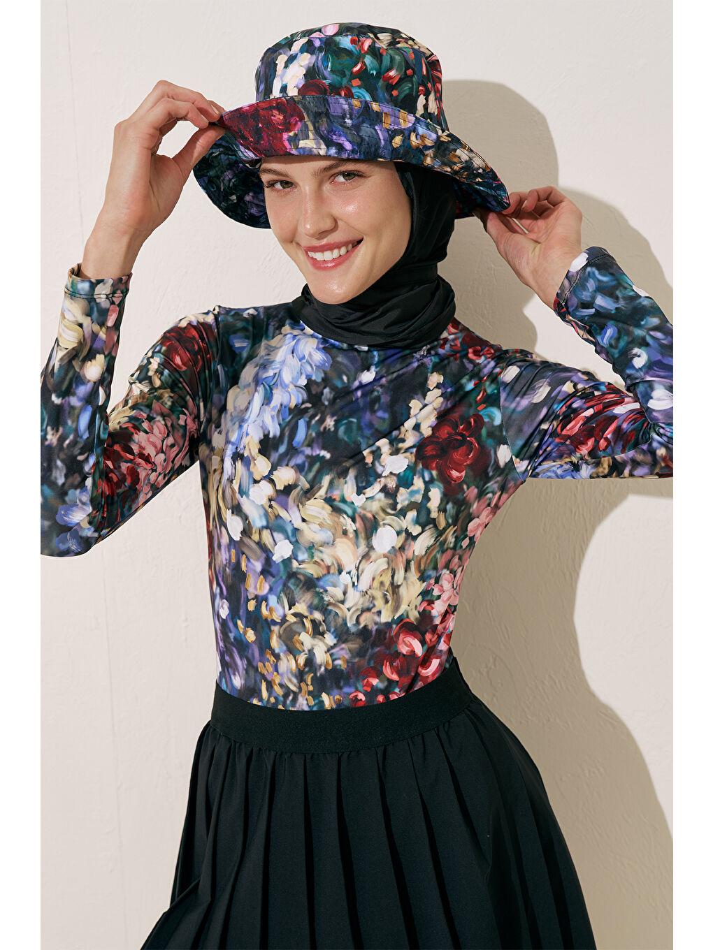 Karışık Eşarp Detaylı Bucket Şapka Color Palette-2