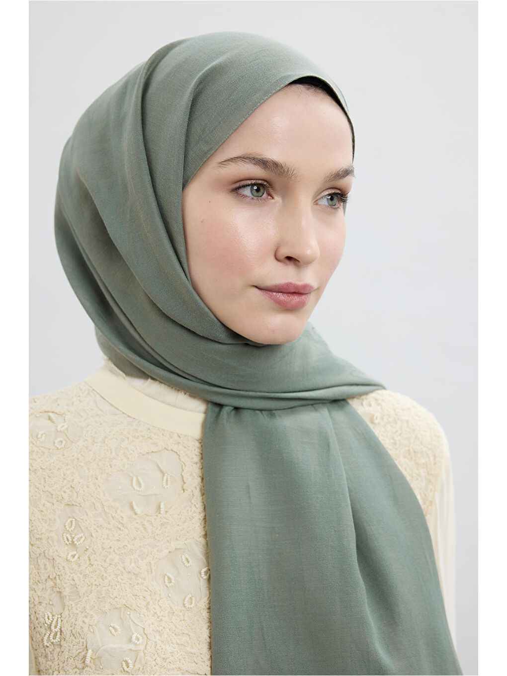 Yeşil Pamuk Line Şal Mint-4
