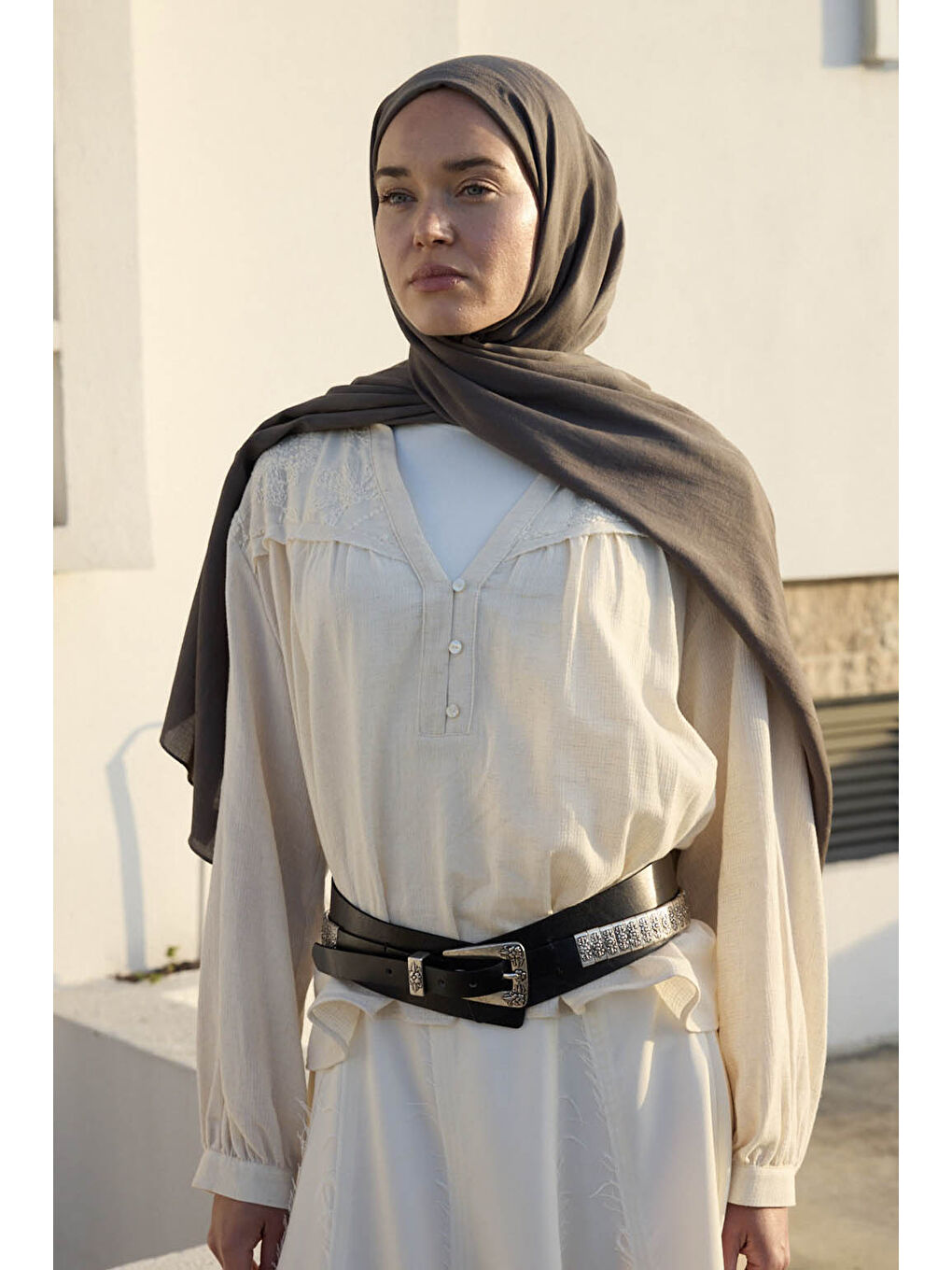 Pamuk Line Şal Antrasit-1