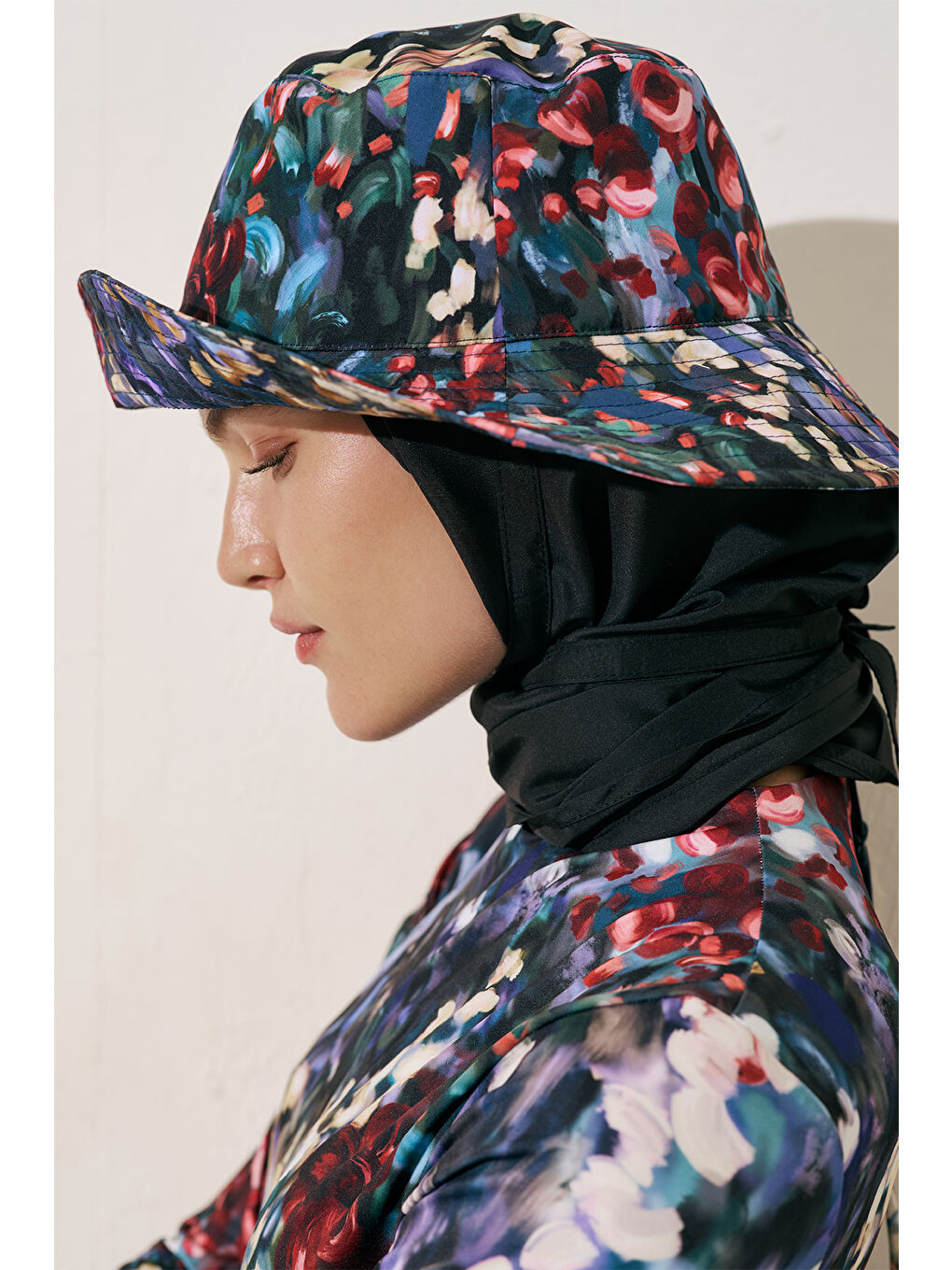 Karışık Eşarp Detaylı Bucket Şapka Color Palette-3