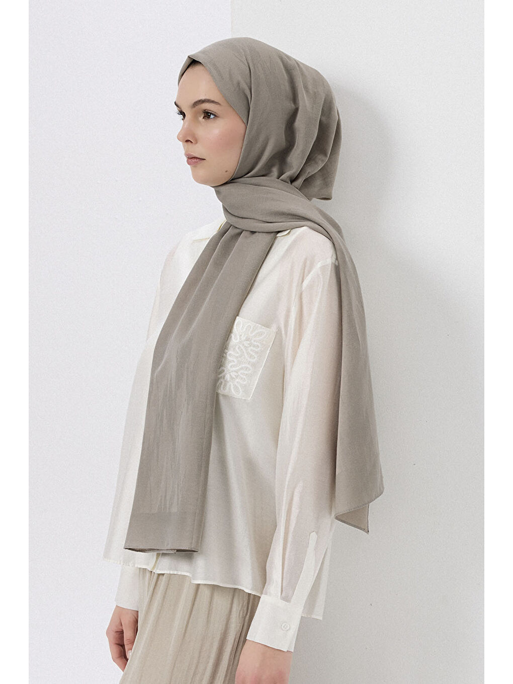 Bej Pamuk Line Şal Vizon-2