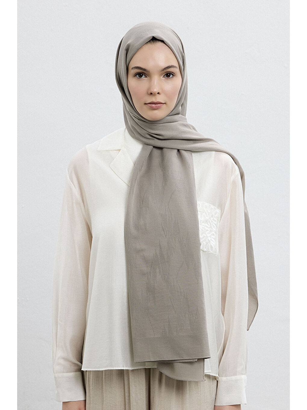 Bej Pamuk Line Şal Vizon-3