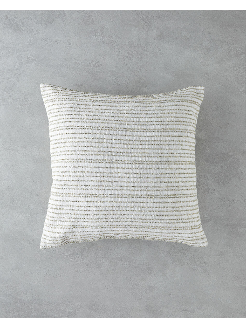 Striped Jakarlı Kırlent Kılıfı 45x45 cm Ekru-Bej