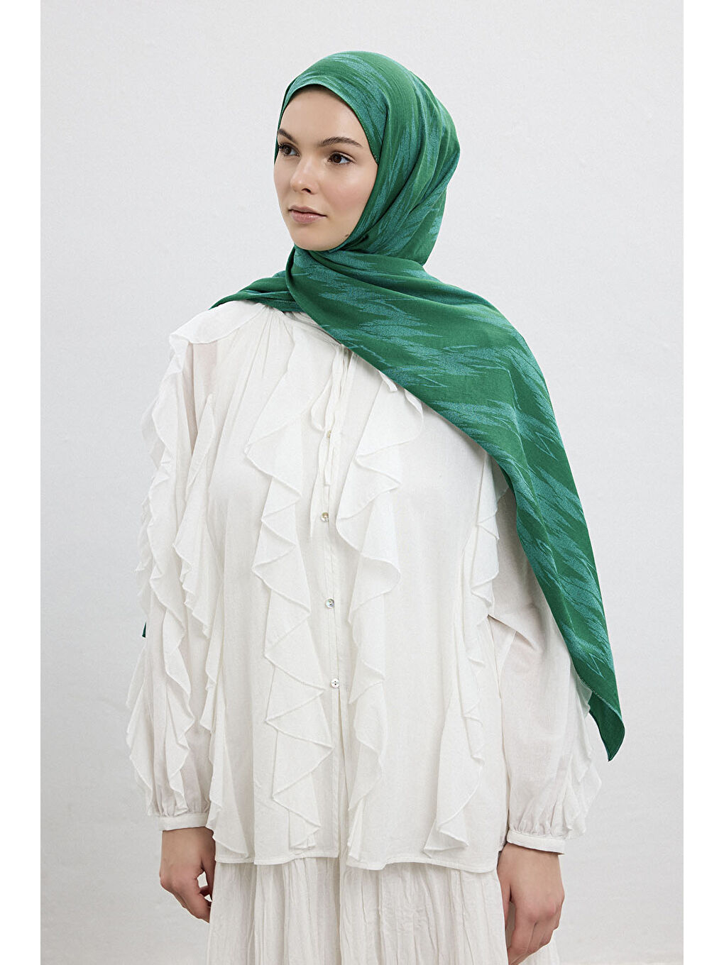 Pamuk Line Şal Zümrüt Yeşili-1