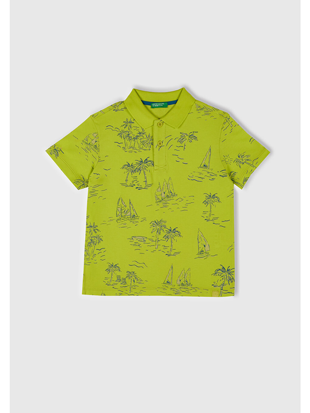 Erkek Çocuk Sarı Desenli Logo Etiketli Polo T-Shirt