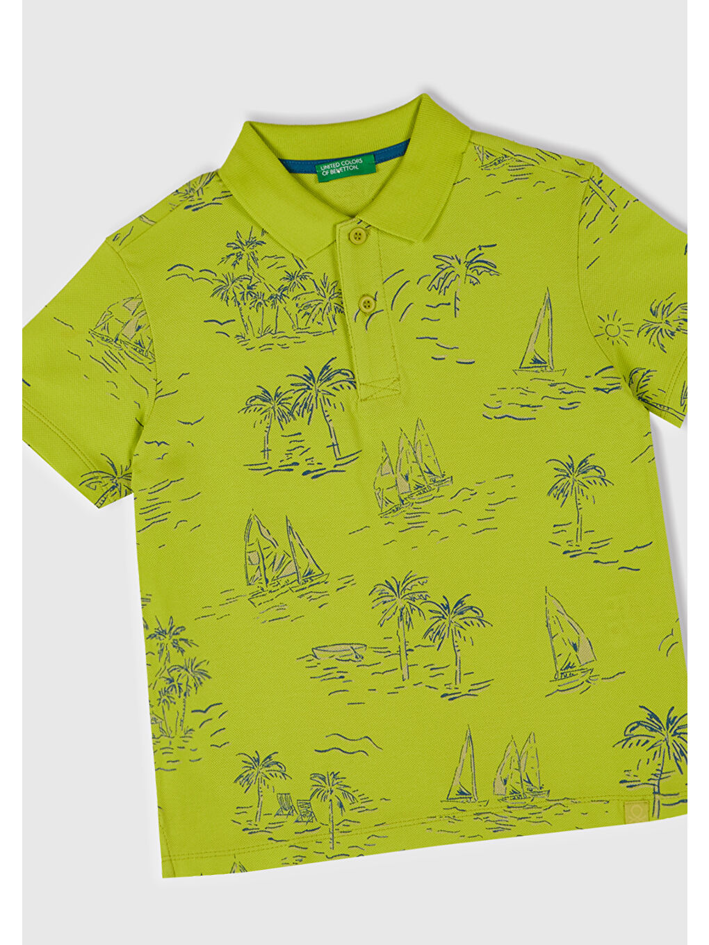 Erkek Çocuk Sarı Desenli Logo Etiketli Polo T-Shirt-1