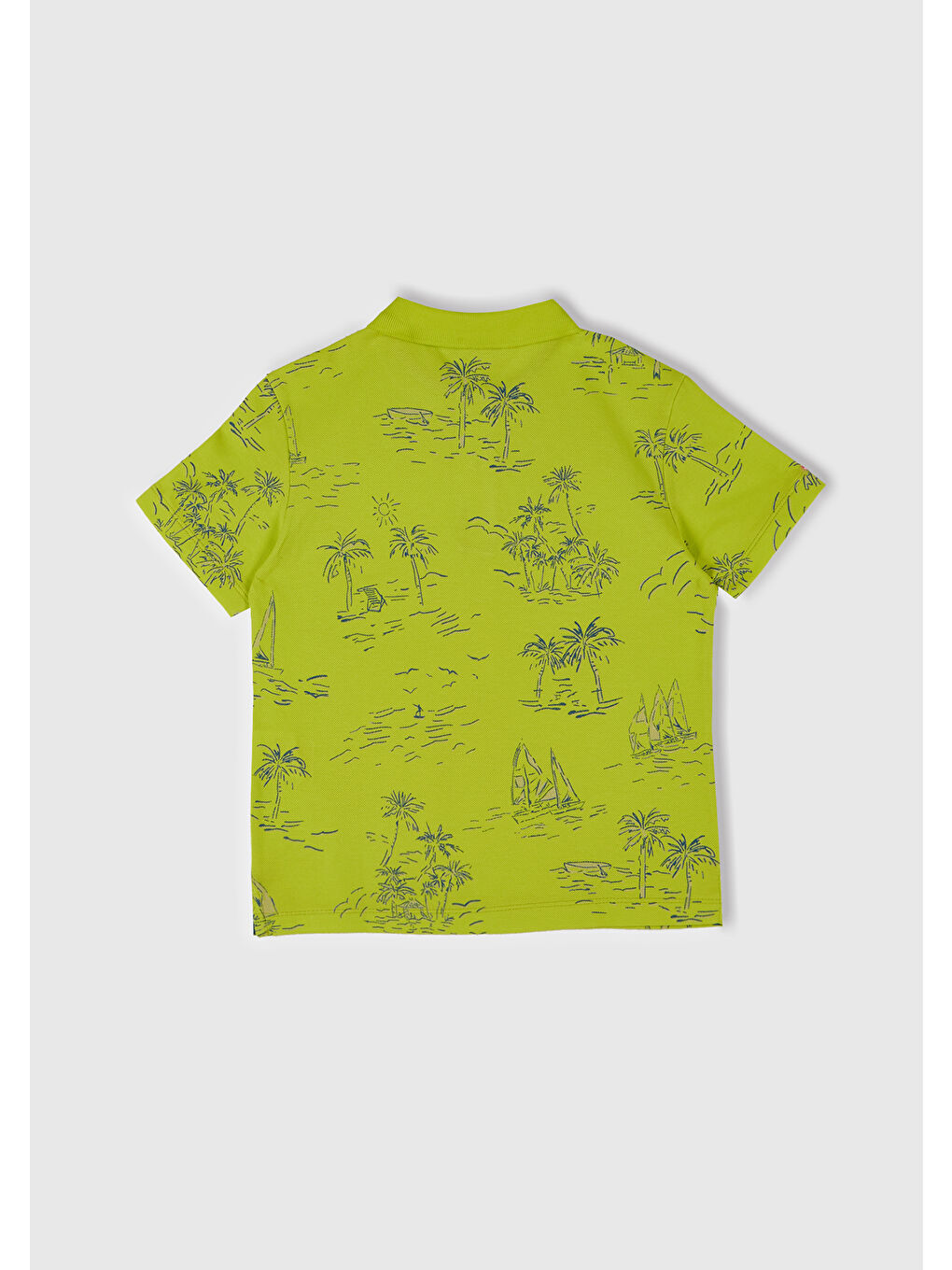 Erkek Çocuk Sarı Desenli Logo Etiketli Polo T-Shirt-2