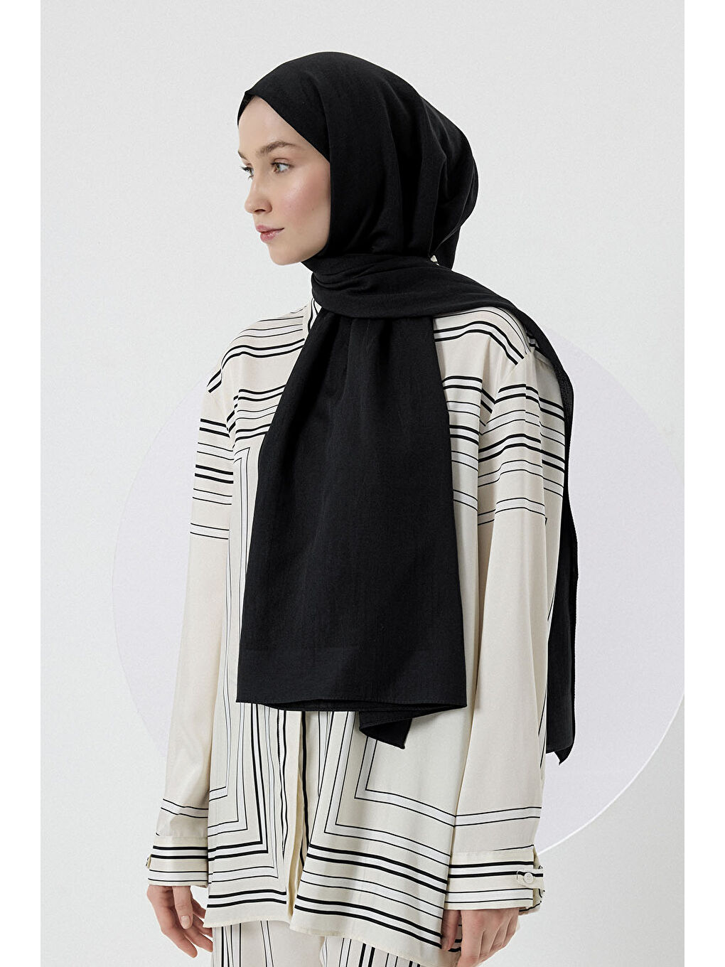 Pamuk Line Şal Siyah-4