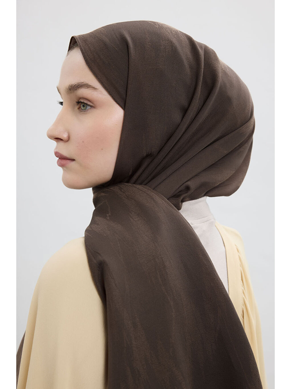 Kahverengi Pamuk Line Şal Soft Kahve