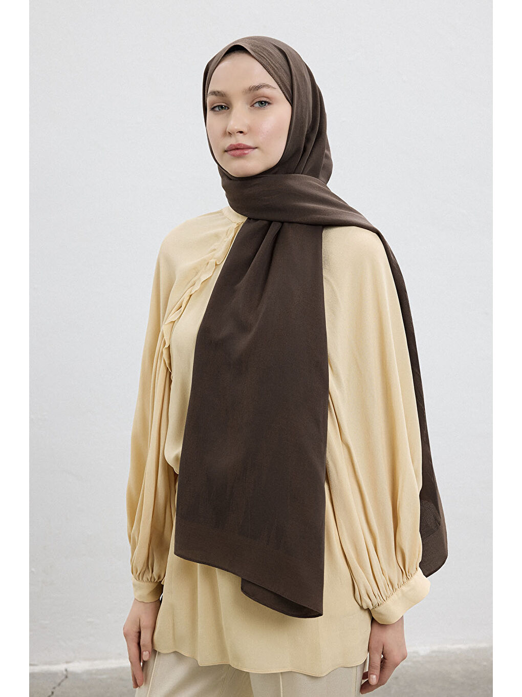 Kahverengi Pamuk Line Şal Soft Kahve-1