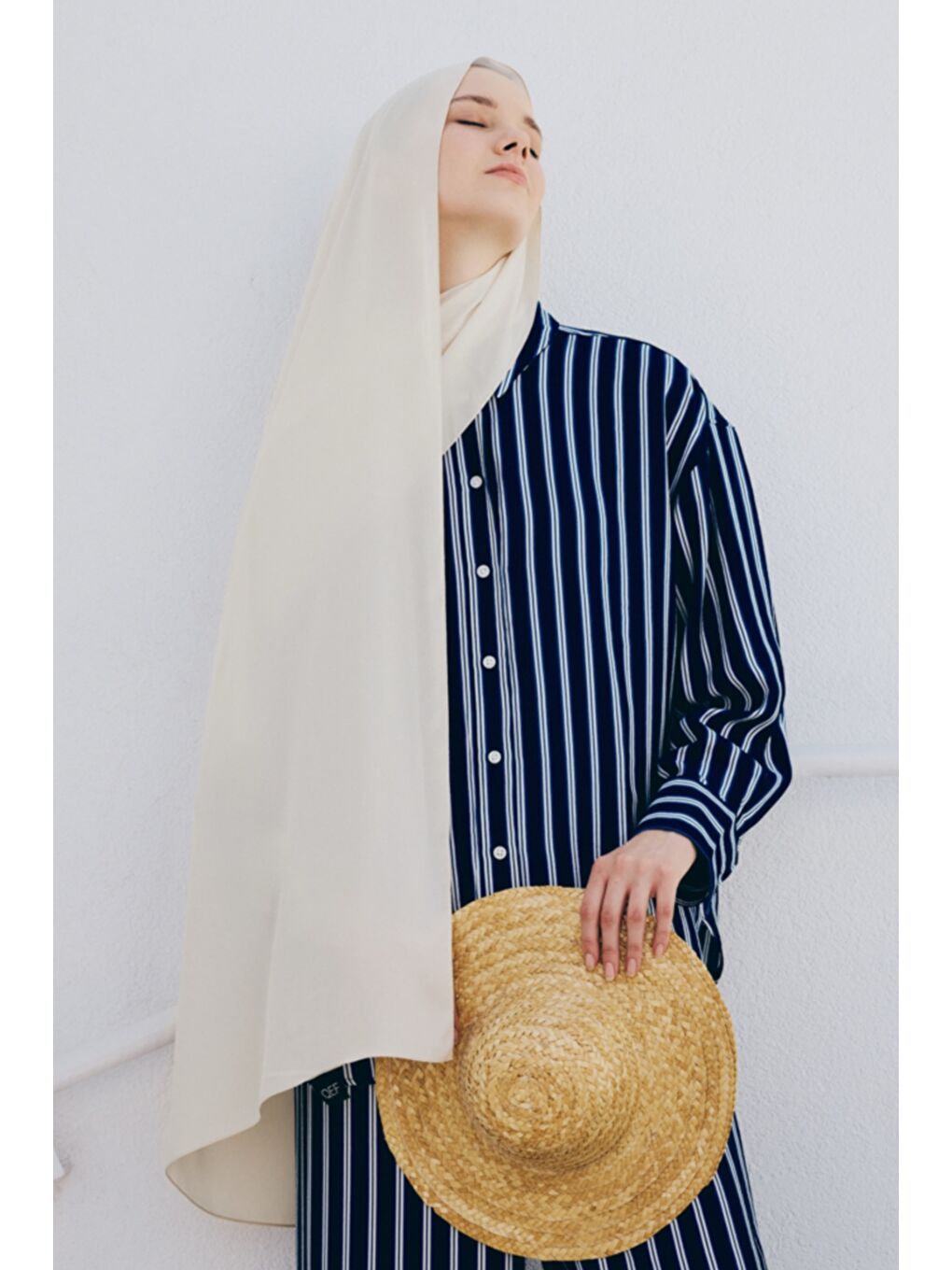 Pamuk Line Şal Ekru-1