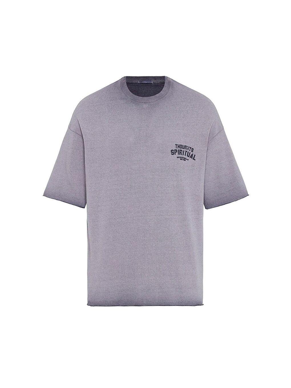 Yıkamalı Oversize Triko Tişört Gri-1