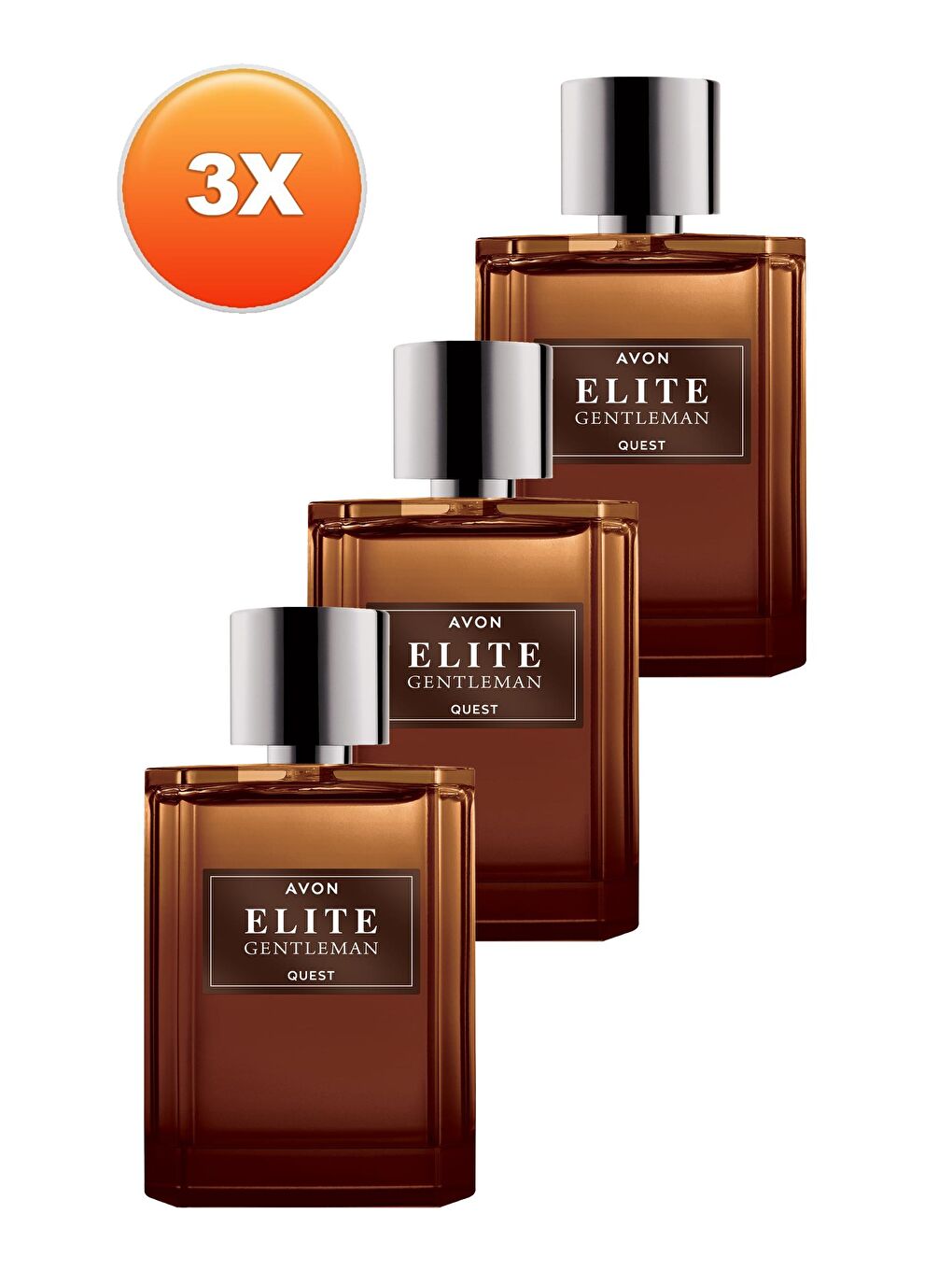 AVON Renksiz Elite Gentleman Quest Erkek Parfüm Edt 75 Ml. Üçlü Set - 1