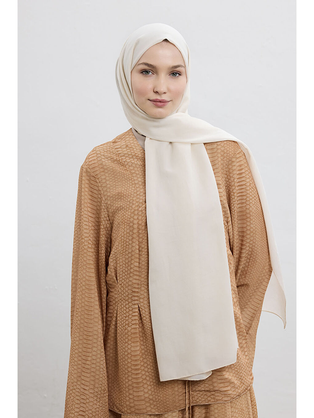 Pamuk Line Şal Ekru-2