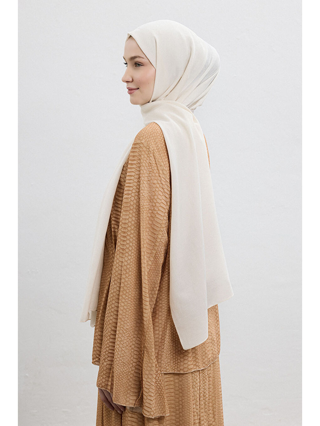 Pamuk Line Şal Ekru-3