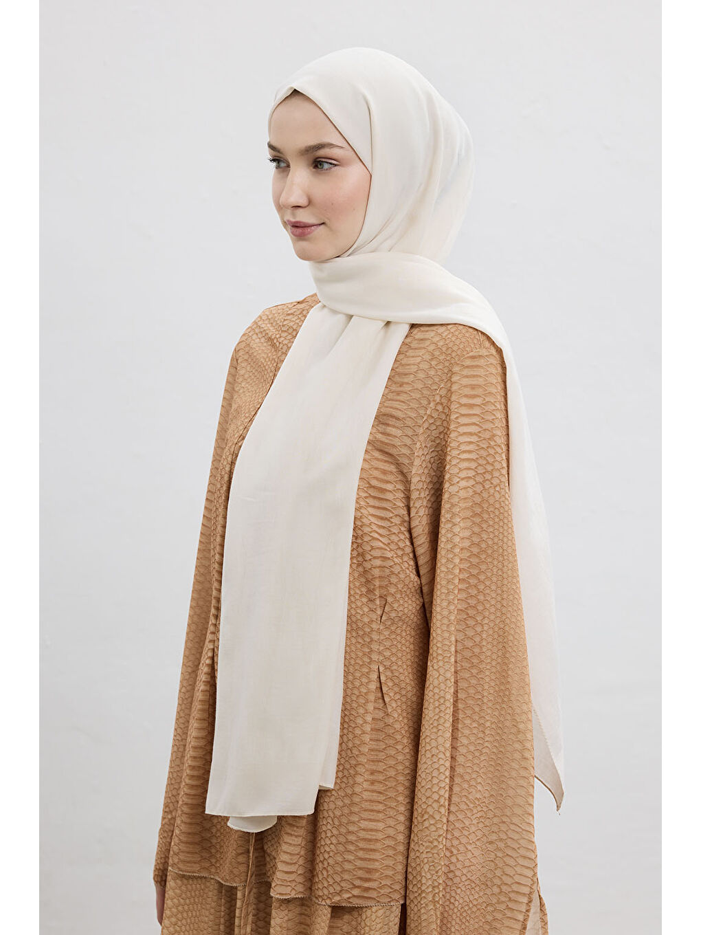 Pamuk Line Şal Ekru-5