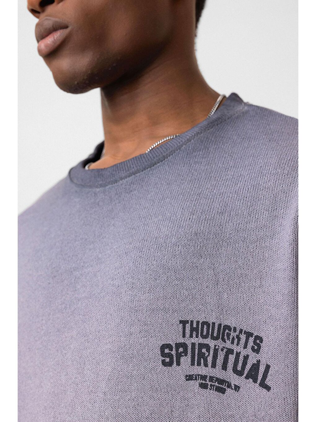 Yıkamalı Oversize Triko Tişört Gri-5