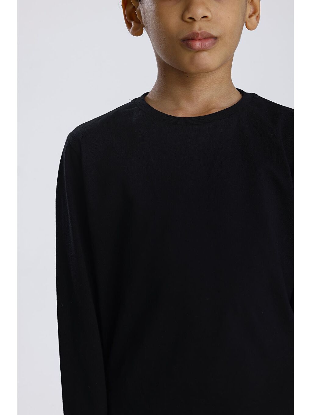 Siyah Basic Uzun Kol Tişört-1