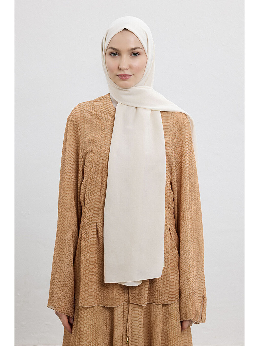 Pamuk Line Şal Ekru-6