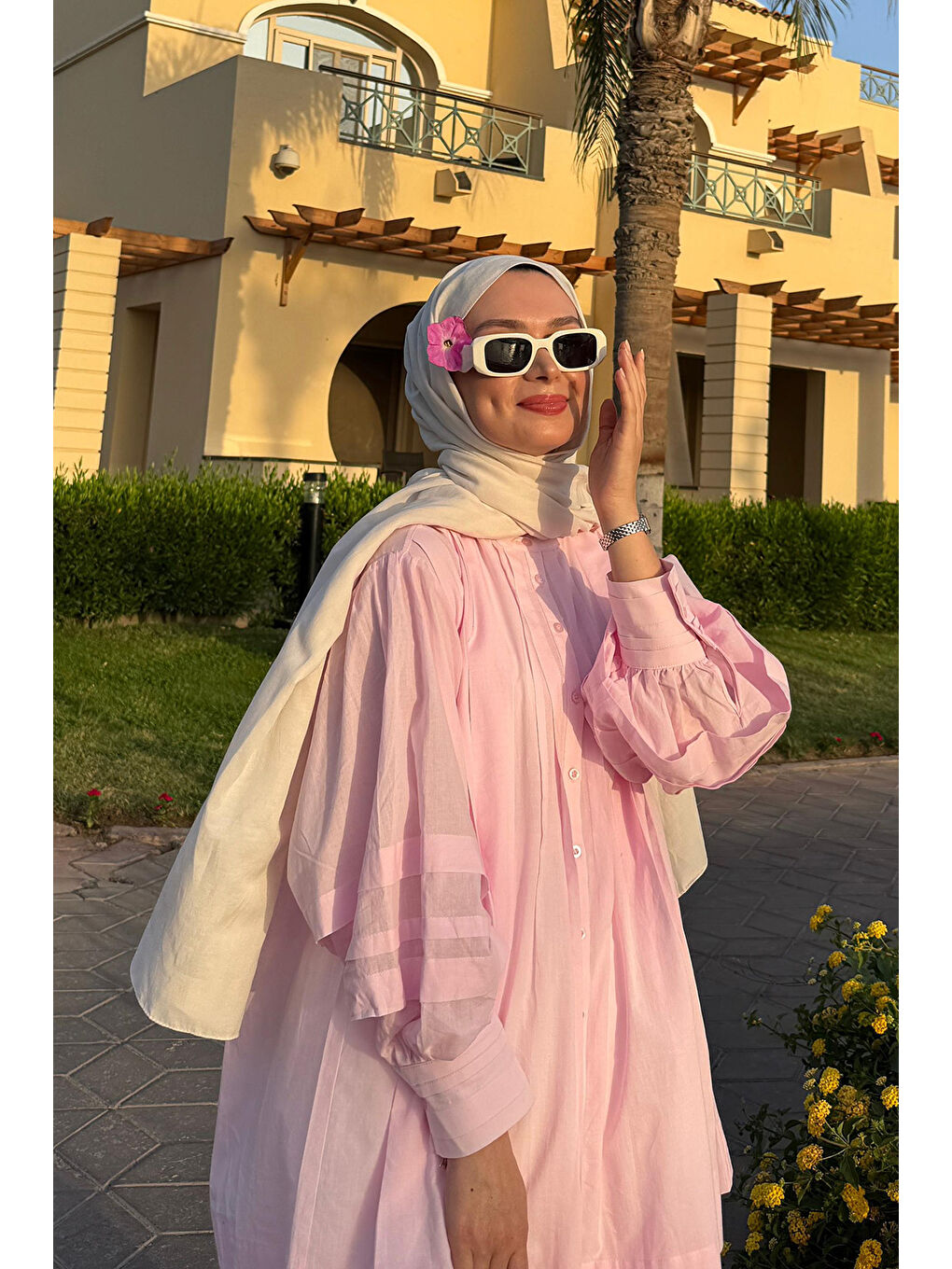 Pamuk Line Şal Ekru-7