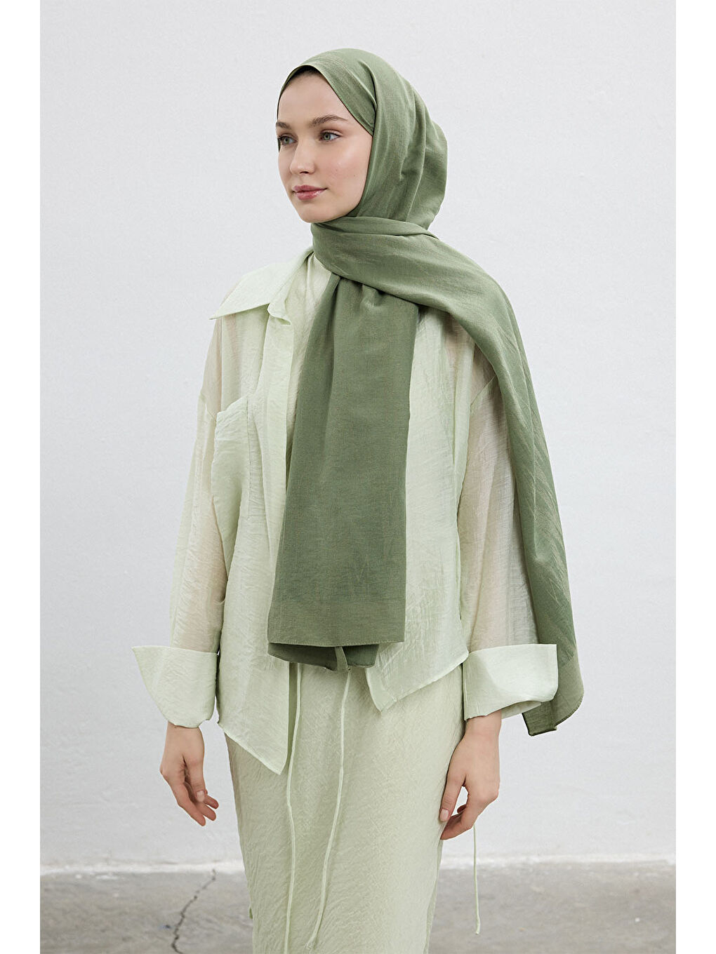 Pamuk Line Şal Soft Yeşil-2