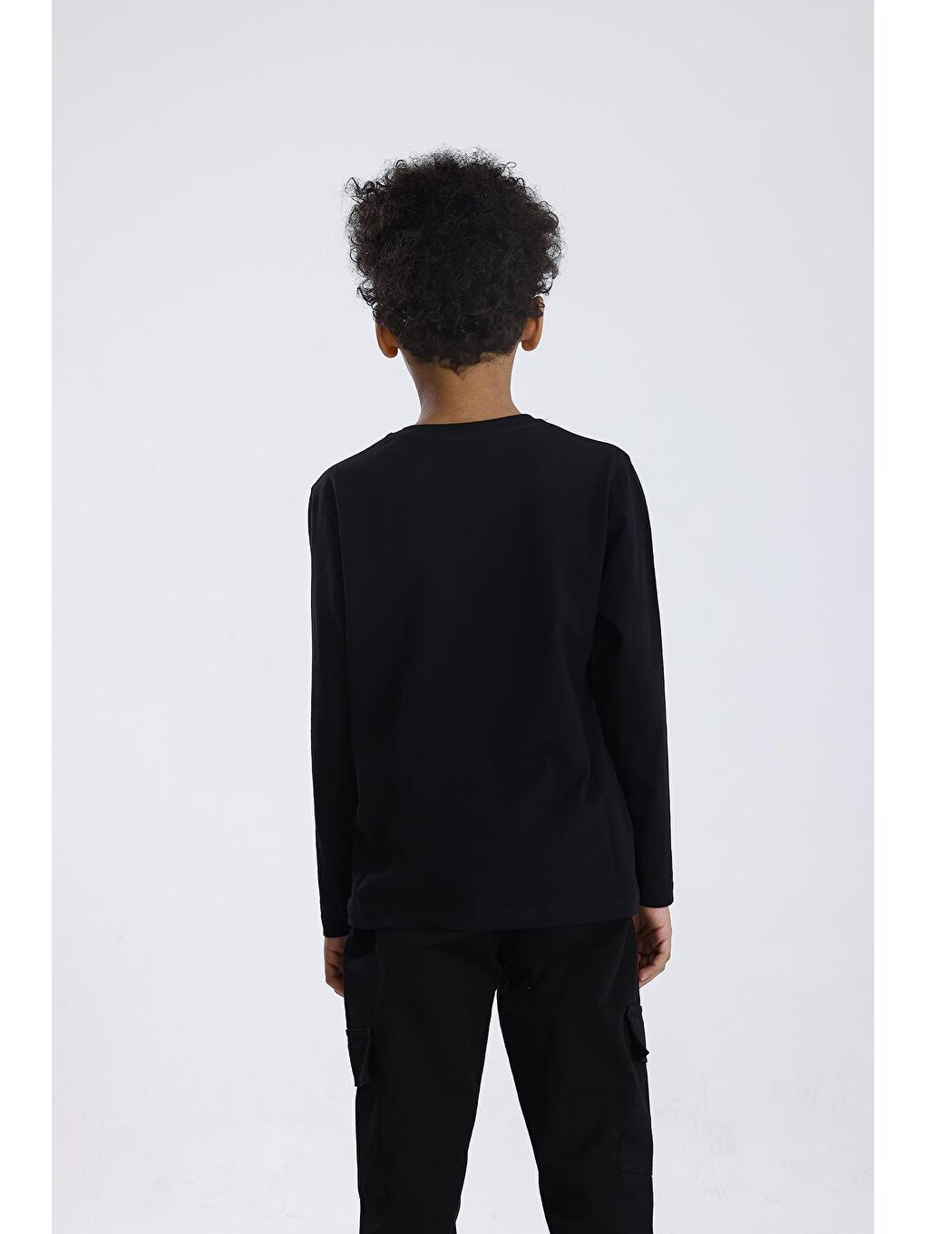 Siyah Basic Uzun Kol Tişört-4