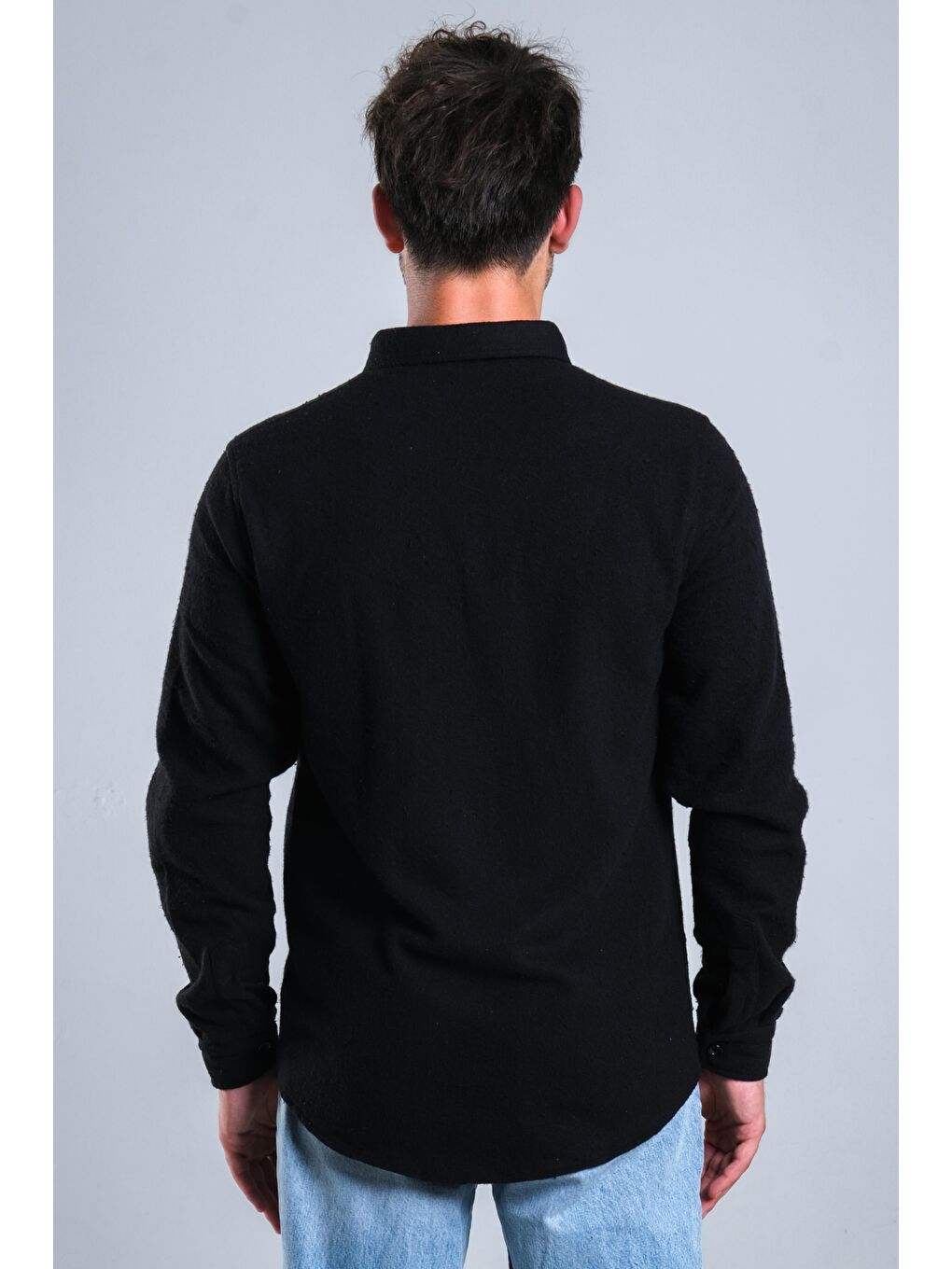 Siyah Demir Düğmeli Kapaklı Kışlık Oduncu Gömlek MAR 4145-7