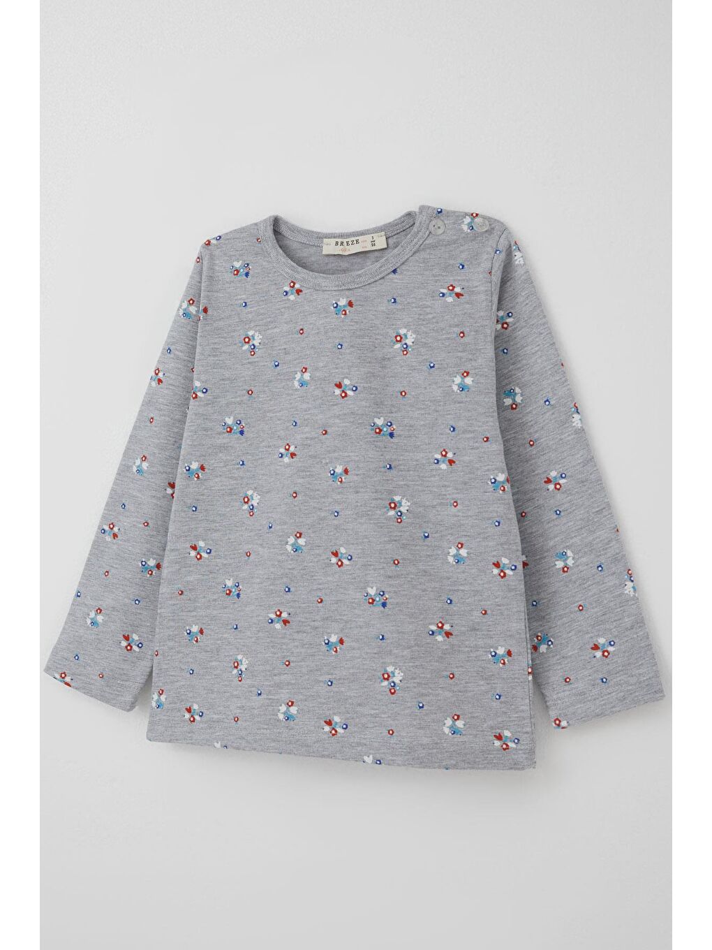 Kız Bebek Pijama Takımı Renkli Çiçek Desenli Gri Melanj (9 Ay-3 Yaş)-5