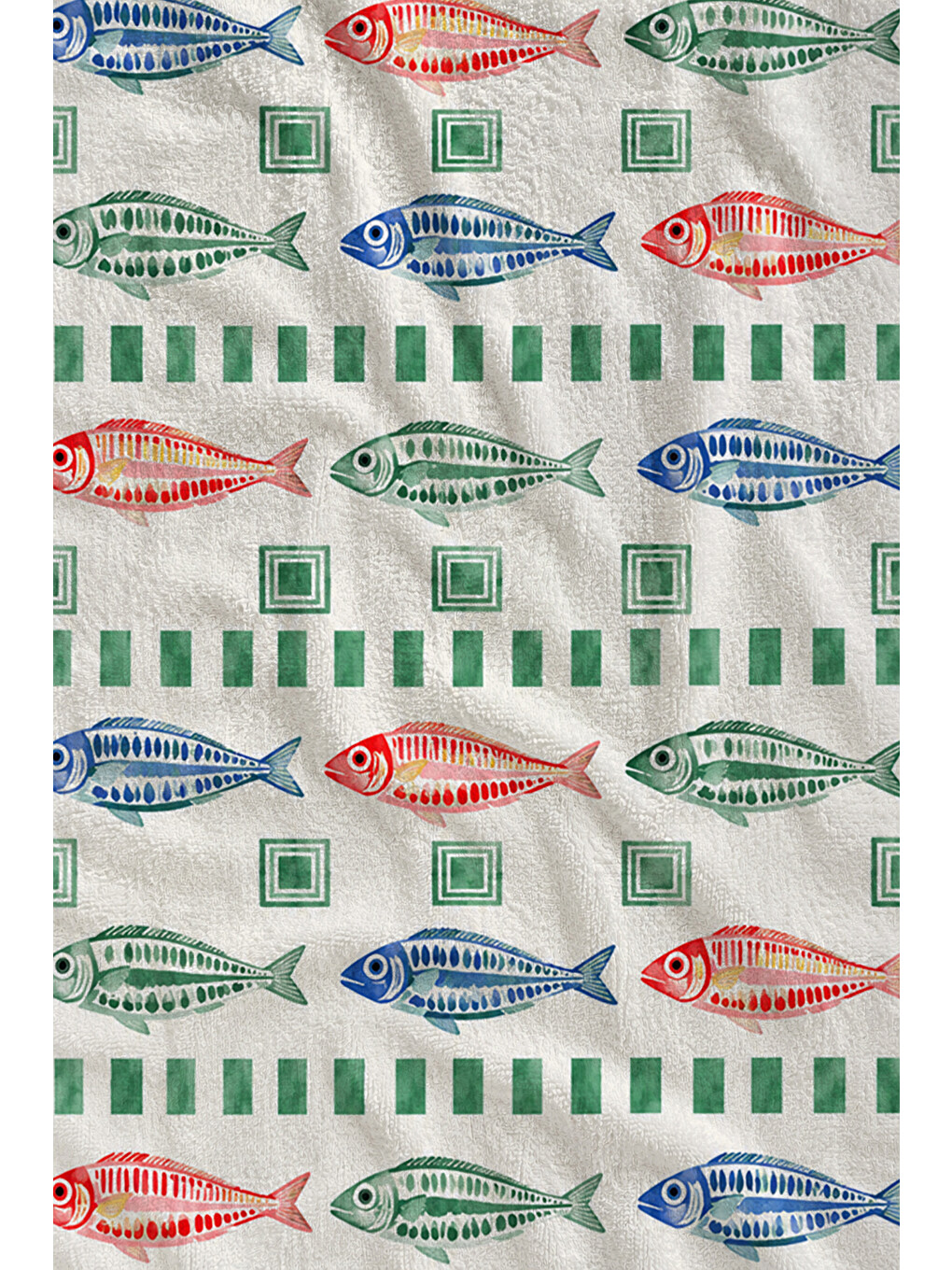Nautical Yeşil Çizgili Deniz Kabuğu Yazlık Desenli 70x150 Plaj Havlusu - Pamuklu Banyo Havlusu-2